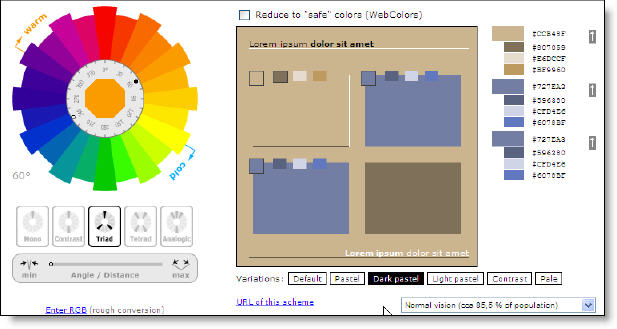 color wheel and color palette